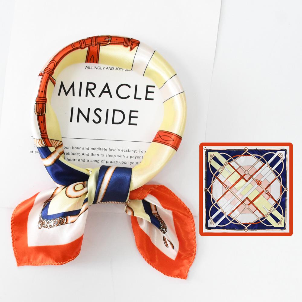 Новый модный высококачественный шелковый шарф квадратный шарф цепочка имитация шелка 50x50 маленький шарф для женщин