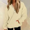 Women's Casual Fashion Long Sleeve Solid Color Zip Pullover Hoodies Sweatshirt Top