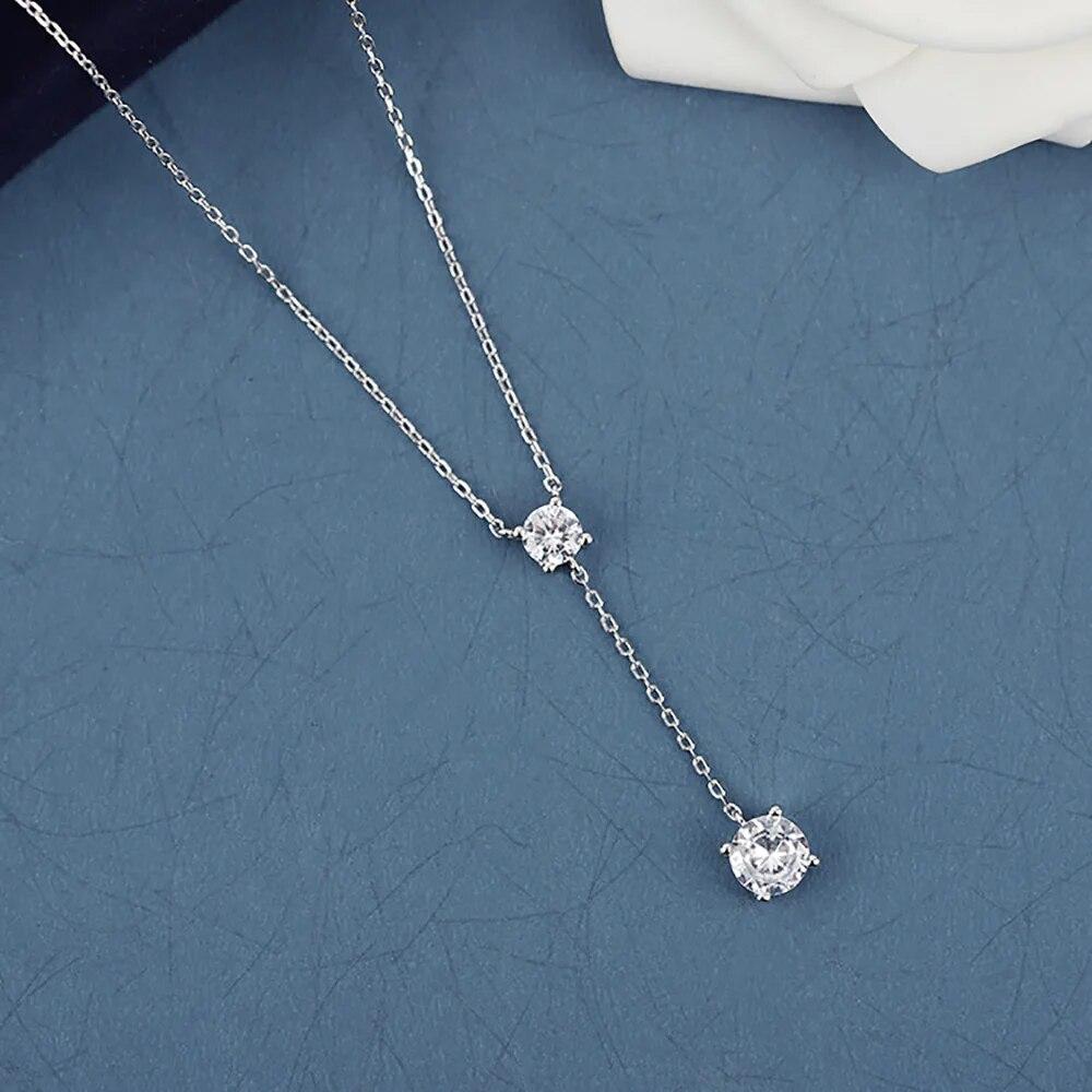 D цвет 3cttw 2 камня полный муассанит ожерелье для женщин стерлингового серебра S925 цепочка на шею ювелирные изделия