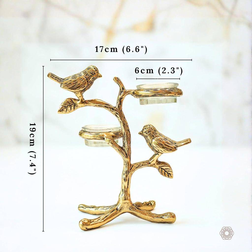 BEHOMA Metal Romantic Love Birds Tree Candle Valentine’s Day, Gold