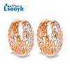 LSOOYH Clip Earrings Rose Gold Color Fashion Earring For Women Hollow Cubic Zirconia Hoop Earrings Jewelry