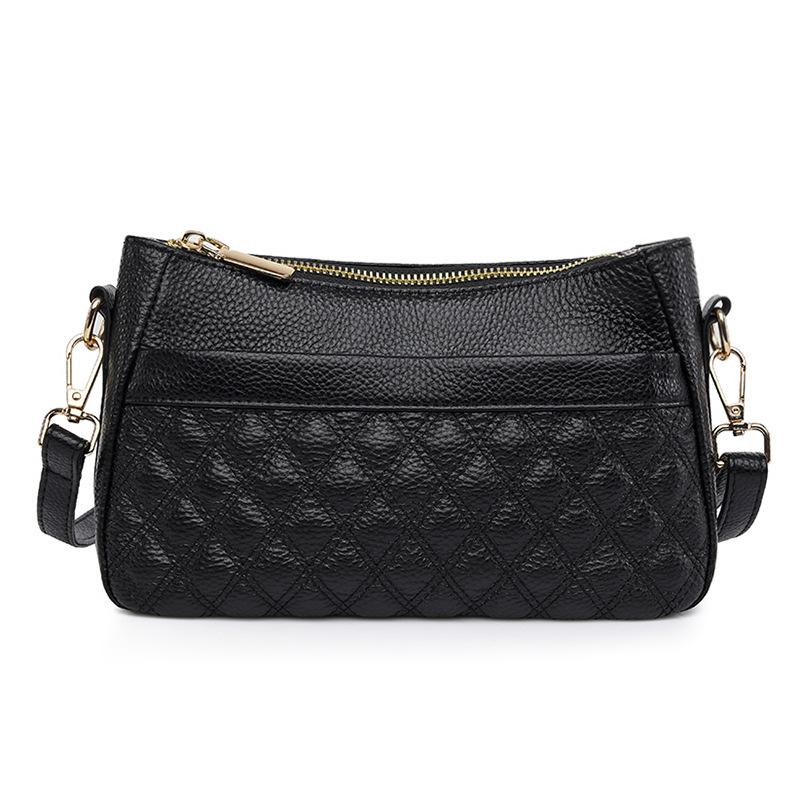 Кожаная сумка, модная женская сумка-мессенджер, первый слой коровьей кожи, вышитая ромбами, премиум-сумка через плечо