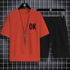 Летняя мода, повседневная мужская футболка в спортивном стиле с алфавитом ок и принтом, с круглым вырезом и коротким рукавом, шорты на шнуровке, пляжный костюм