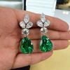 New Vintage Green Drop Cubic Zirconia Dangle Earrings for Women Retro Party Elegant Lady's Accessories Gift Aesthetic Jewelry