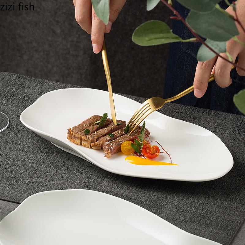 Creative Irregular Ceramic Dinner Plate Fish Plate Sushi Plate Dessert Snack Plates Salad Plates Restaurant Specialty Tableware