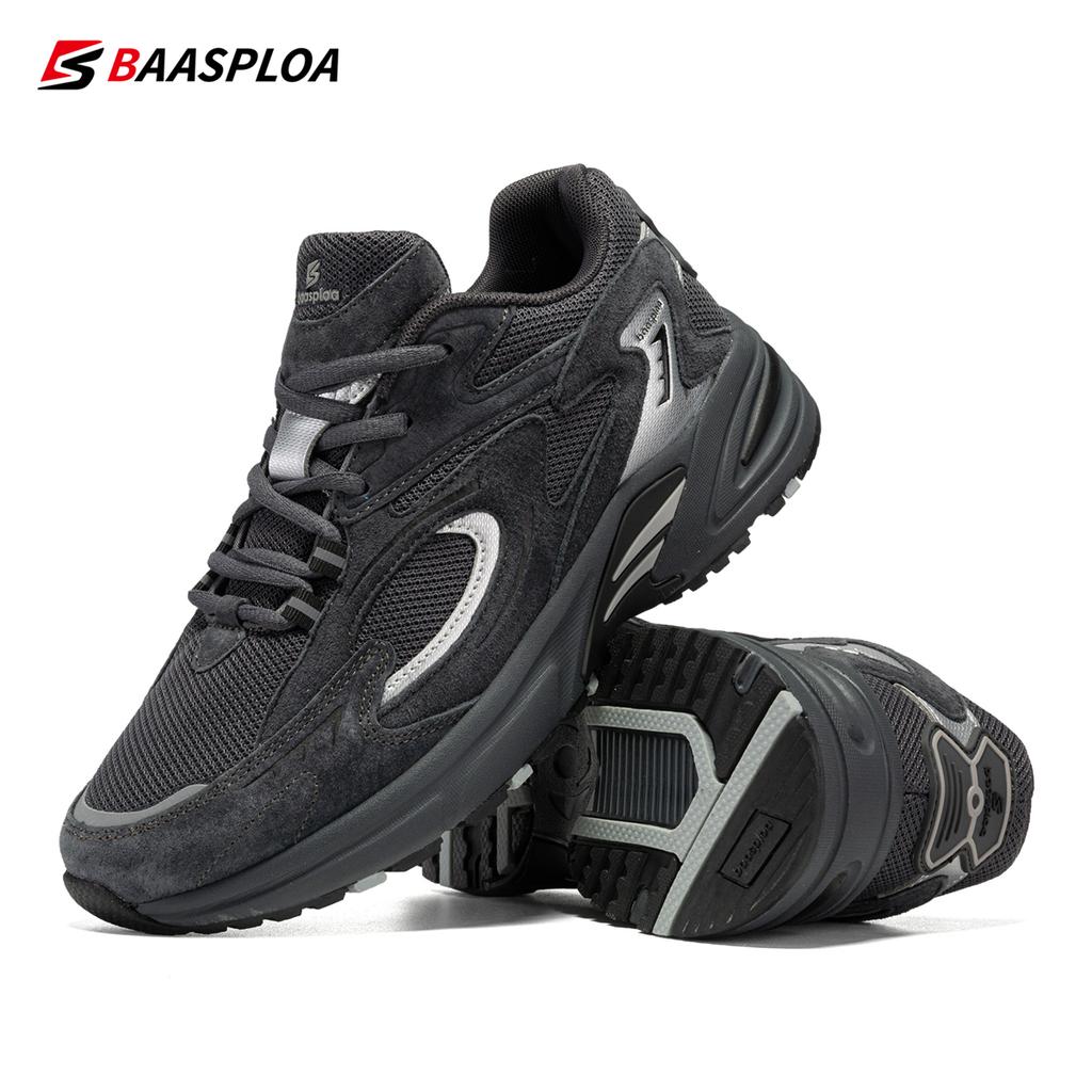 BAASPLOA Мужские дышащие кроссовки из кожи и сетки