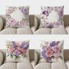 Домашний Декор Цветочная Наволочка на Подушку Пион с Узором из Фиолетовых Цветов Наволочка на Подушку Подходит для Дивана Спальни Автомобиля Наволочка на Подушку