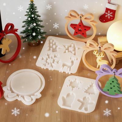 Силиконовая форма для DIY-украшений на Рождество - Бант Круг Снежинка Олень Дом Рождественская елка Подвеска Гипсовая форма