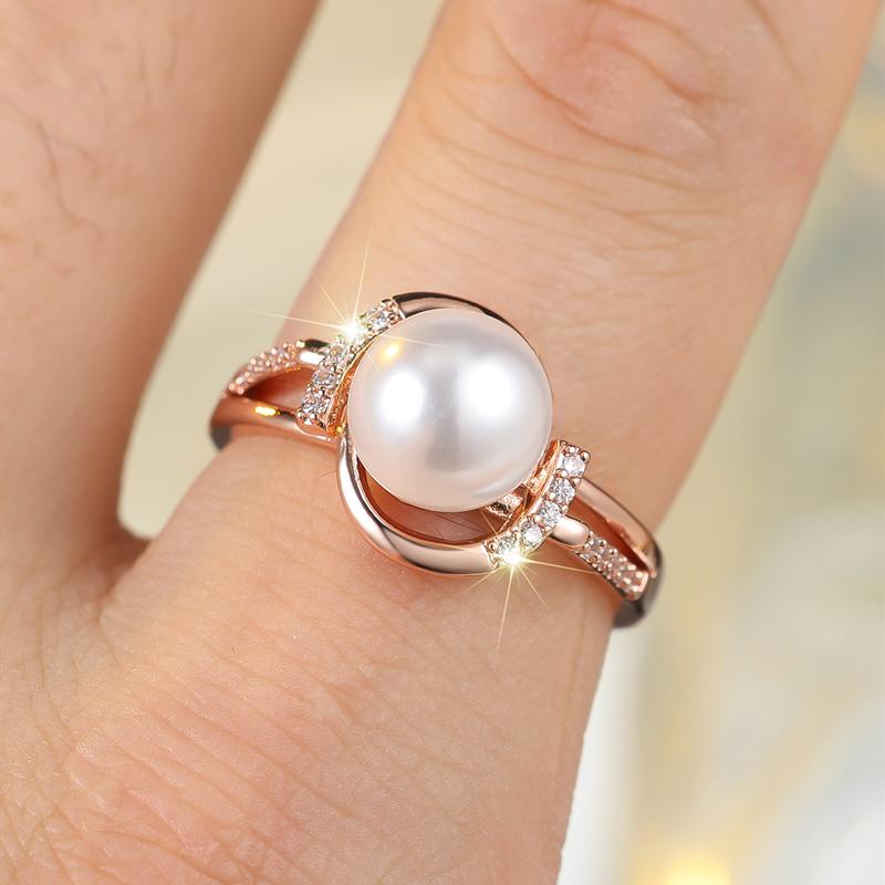 Женское кольцо с имитацией жемчуга, изящная бижутерия