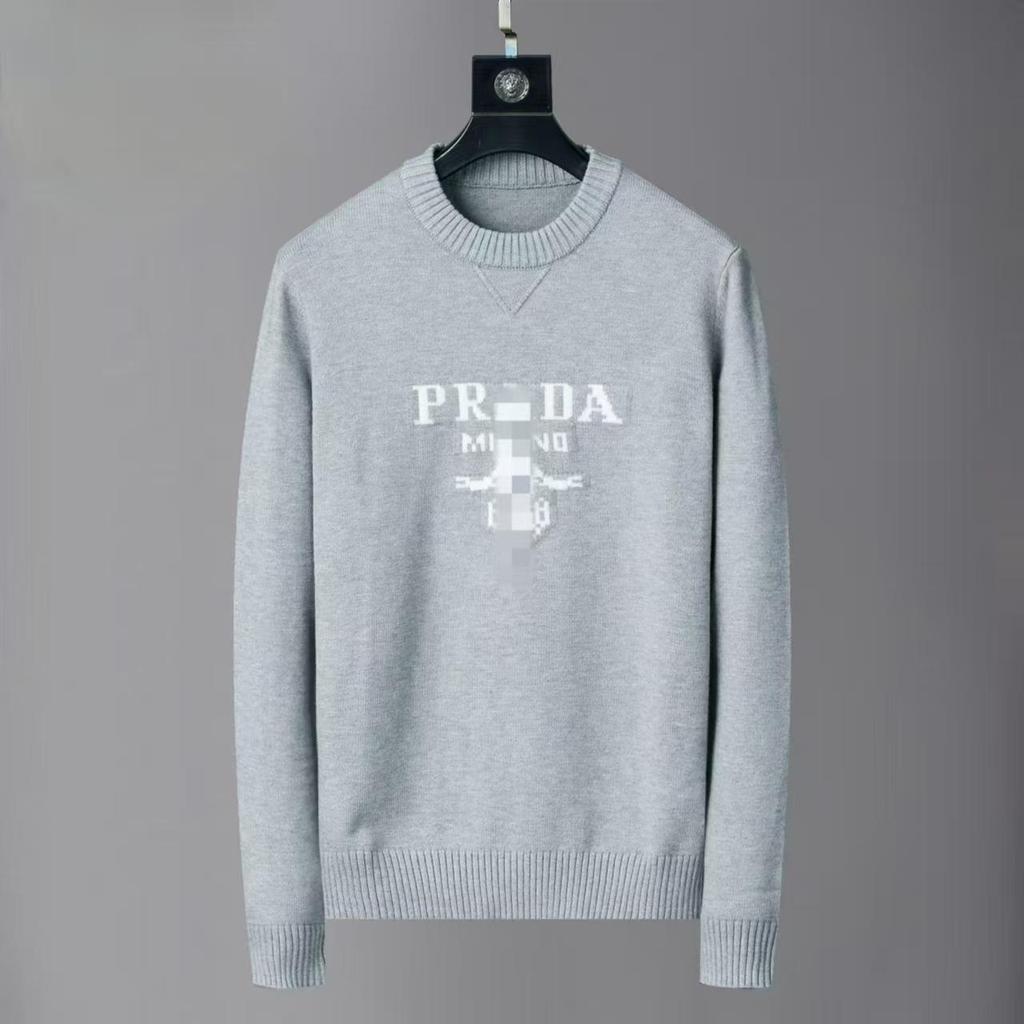 Унисекс свитер Prada с липучками и полным принтом: Куртка с длинным рукавом и круглым вырезом