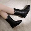 Winter Warm Womens Boots High Heels Side Zipper Female Shoes Black Woman Boots Wedge Shoes