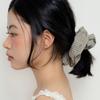 Geegee Stripe Shirt Hair Scrunchie - Light Khaki