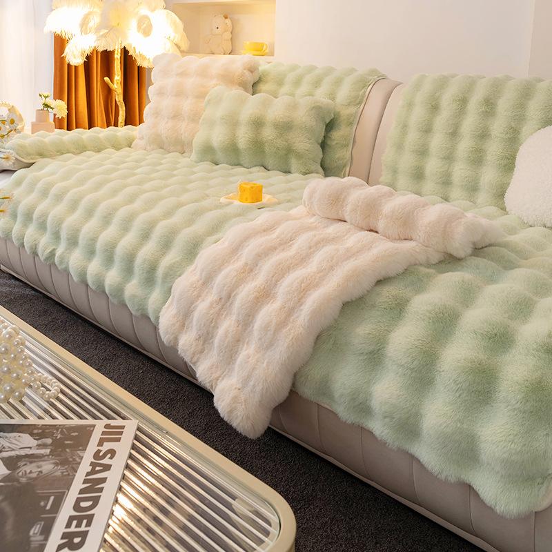 Подушка для дивана, зимняя плюшевая утолщенная теплая нескользящая подушка, новый пушистый чехол для дивана, ткань