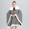 European And Korean Fresh Big Fur Collar Fringed Cape Shawl Knitted Jacket Knitted Shawl 0966 #