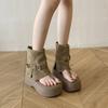 Mezzanine Sandals Women's Summer New 2025 Suede Niche Design Thick-soled Cool Boots Retro Versatile Women's Shoes