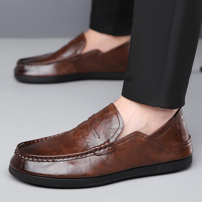 Модные мужские мокасины Slip-On Luxury fashion Leather 2024 новые весенне-осенние мужские повседневные туфли для отдыха на открытом воздухе Плоские деловые туфли мужские Трендовые мокасины