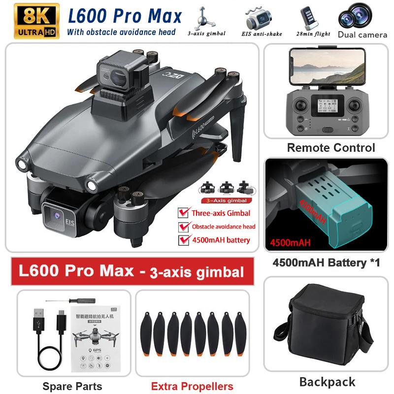Новый L600 PRO MAX / PRO GPS Дрон Профессиональная 4K Камера 3-осевой Подвес Аэро FPV Бесщеточный Избегание Препятствий Складной Квадрокоптер Дрон