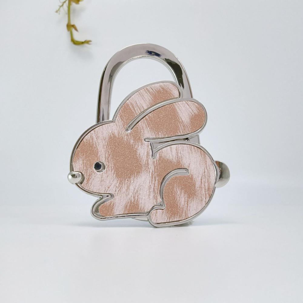 Rabbit Design Adhesive-Free Hooks Foldable Structure Cartoon Purse Hanger Portable Durable Handbag Hook for Women