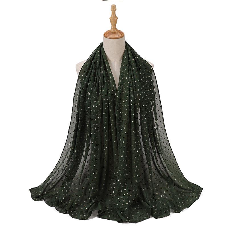 Шарф с жемчугом и штампами из шифона для женщин, однотонный хиджаб для головы, головной платок, однотонные шали, повязка на голову, Foulard Femme, мусульманский хиджаб