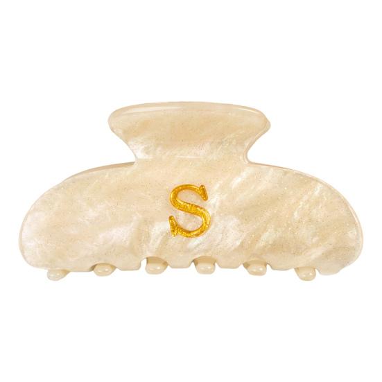 Женская заколка для волос с принтом букв, противоскользящими зубцами, зажим для волос на затылок, большой размер, зажим для волос для душа, аксессуар для волос