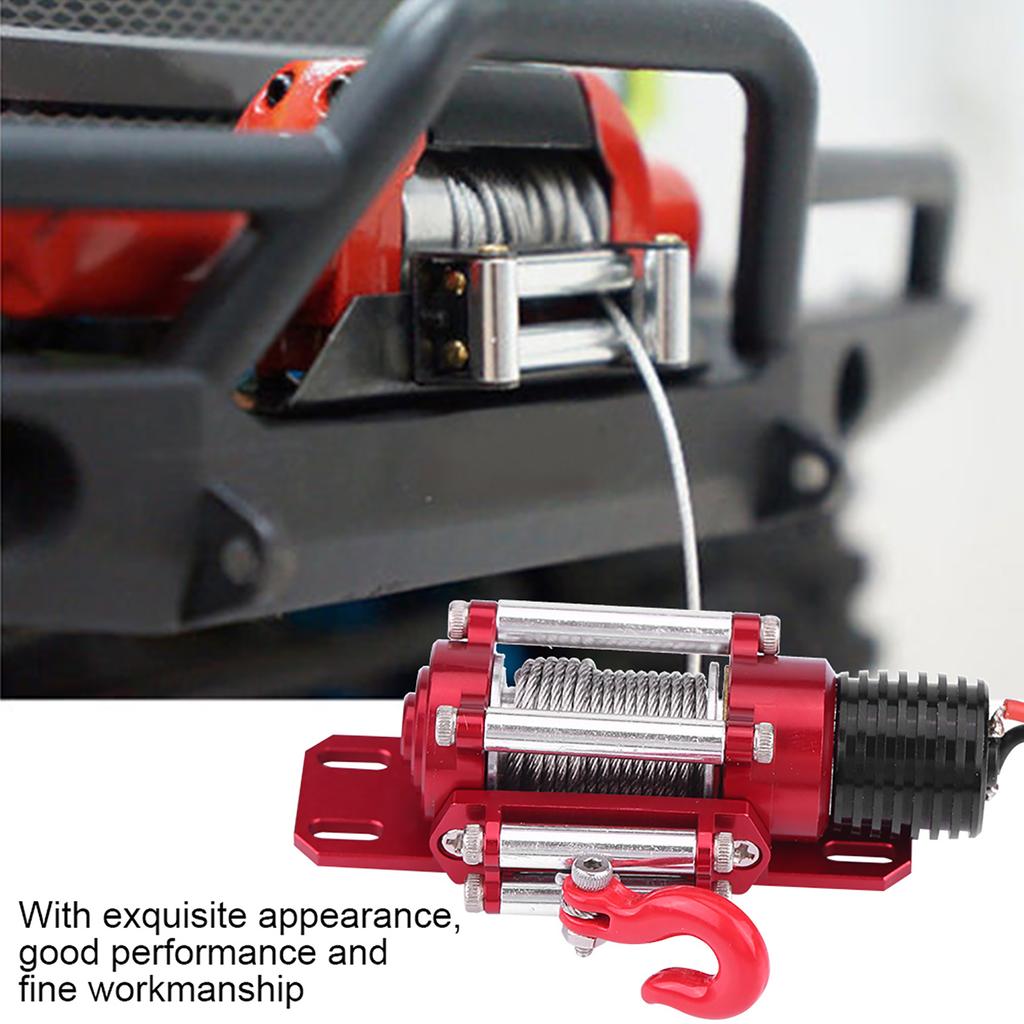 RC Car Winch, 1/10 Scale RC Crawler Vehicle Car Accessory Metal Winch with Remote Control for / / / / / SCX10 / D90 /