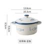 Multifunctional Kitchen Ceramic Bowl with Lid Exquisite Double-eared Noodle Ramen Salad Steamed Bowls High Appearance Tableware