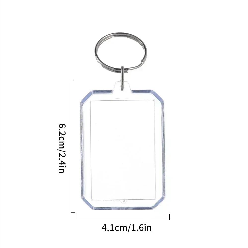 5/50pcs 2025 New Acrylic Transparent Blank Inlaid Photo Keychains Photo Frame Keychain Holder DIY Split Keychain Gift