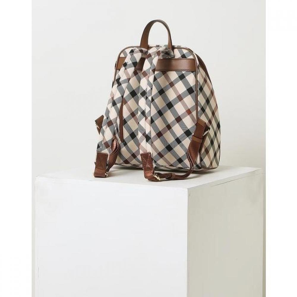 Daks Brown House Check Fabric Backpack Dcba1e635w2