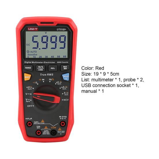 UT61B+ Digital Multimeter LCD Display Accurate Measurement Flame-Retardant ABS True RMS Voltage Current NCV Measuring Meter for Household Appliances