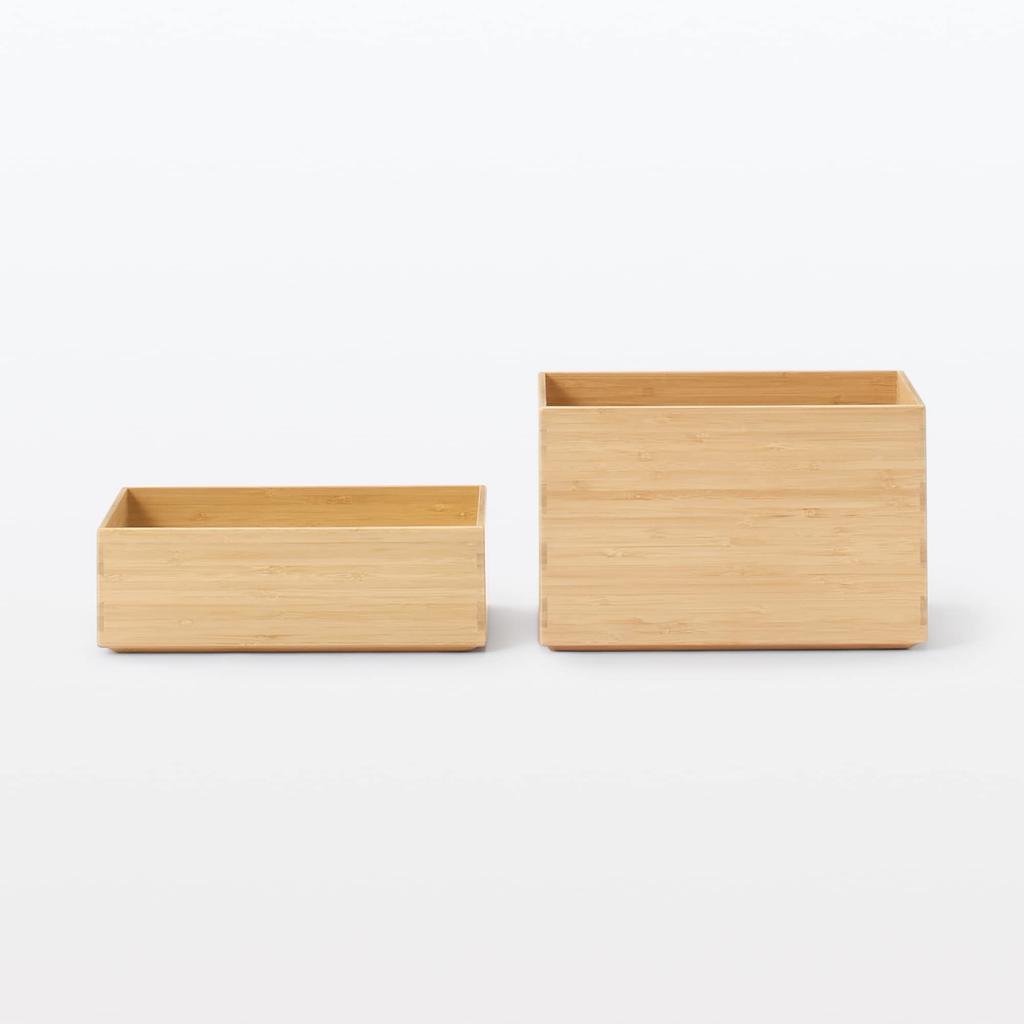MUJI штабелируемый бамбуковый прямоугольный ящик для хранения 26 см Ш x Г x Номер продукта Подходит для ящика для хранения одежды, Половина, Маленький, 18,5 см 8,5 см В, 12047261,