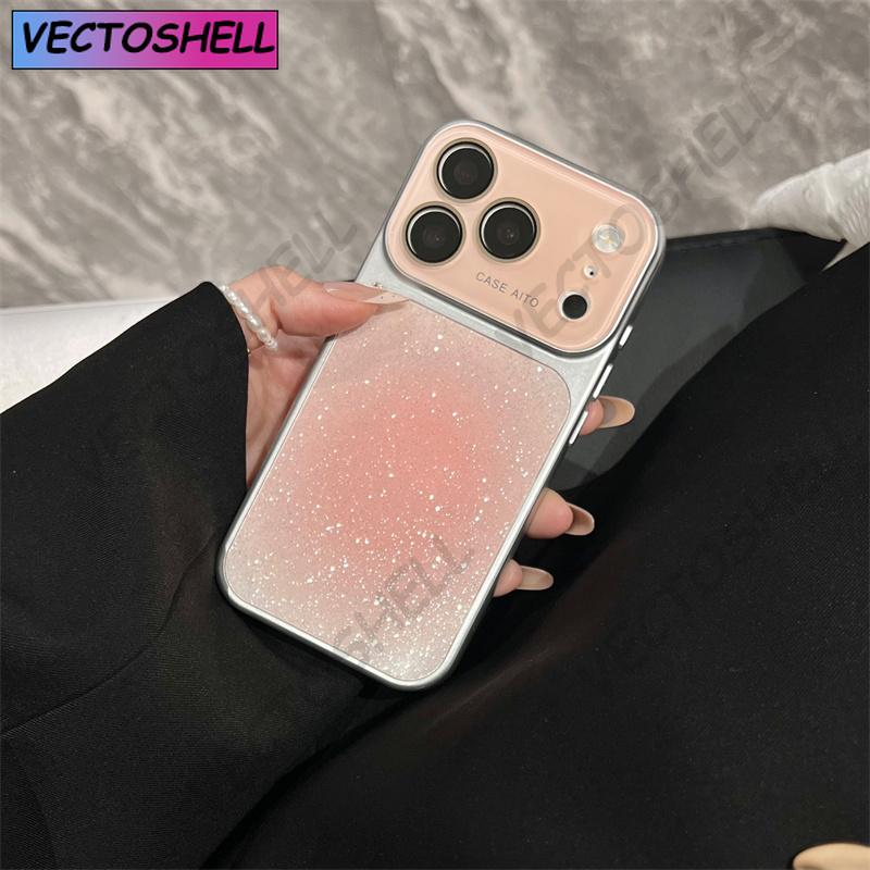 Чехол для телефона iPhone 17 16 15 14 13 12 Pro Max с эффектом гало-глиттера, окошком для камеры, защитой стеклянной линзы, жесткой задней крышкой из поликарбоната