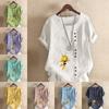 Женская мода Honeybee Printed футболка с коротким рукавом свободная хлопковая рубашка повседневная свободная летняя блузка топы больших размеров