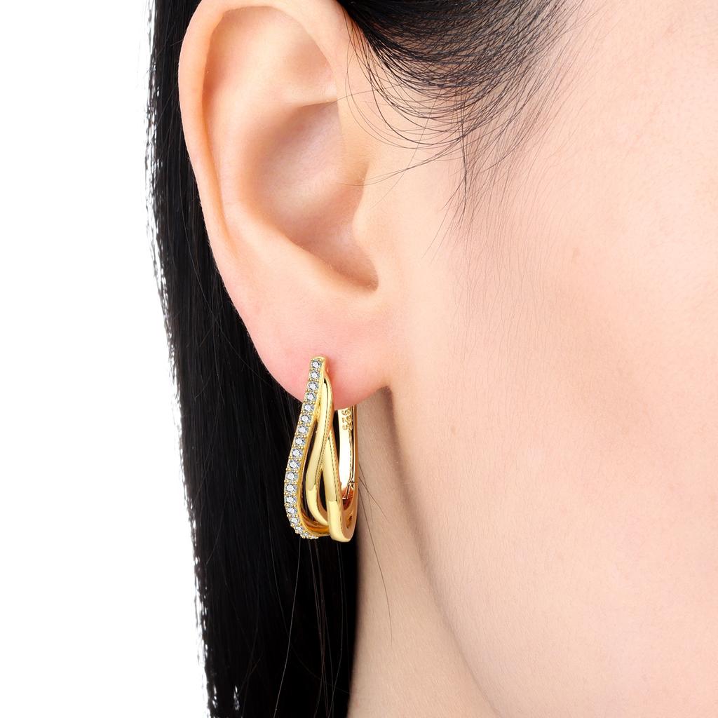S925 Silver Three Circle Curved Earrings Hoop Earrings Women Jewelry Party Trendy Anniversary Gifts