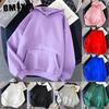 Autumn Winter Long Sleeve Women's Blank Solid Color Hooded Sweatshirt  Hoodies