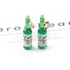 Корейские серьги-бутылки соджу и пива: Причудливые, Зеленое стекло, Безболезненные клипсы для ушей, Преувеличенные, Забавная личность, Нишевый дизайн