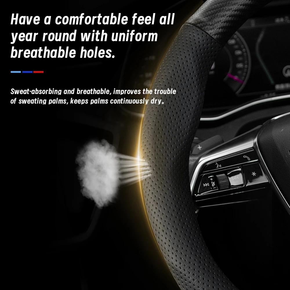 Для KIA Чехол на руль из перфорированной кожи с текстурой под карбон Sportage Nq5 Rio 3 4 Ceed Jd Stonic Stinger Forte Picanto