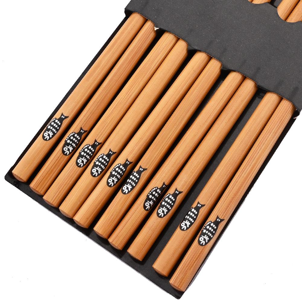 Многоразовый набор из 5 пар бамбуковых палочек ручной работы в японском стиле из натурального дерева, палочки для еды, суши, еды, кошек, цветов, разноцветные деревянные палочки для еды