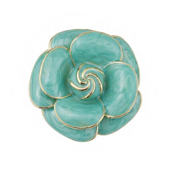 Scarf Button Camellia Shape Alloy Brooch with Glossy Glaze Sweaters Collars Hats Bags Coats Scarves Badge Outfit