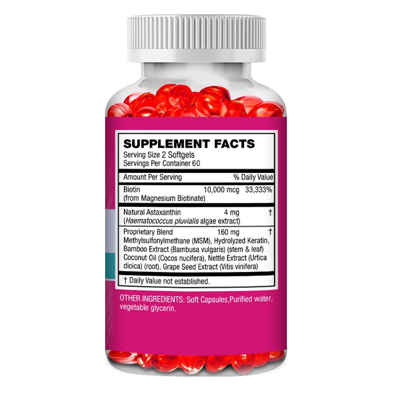 Fearathe Biotin Hair Growth Supplement with Astaxanthin, 120 Softgels