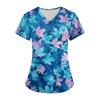 Women's Small Animal Cartoon Print Loose V-neck Pocket Short-sleeved  Uniform  Uniform