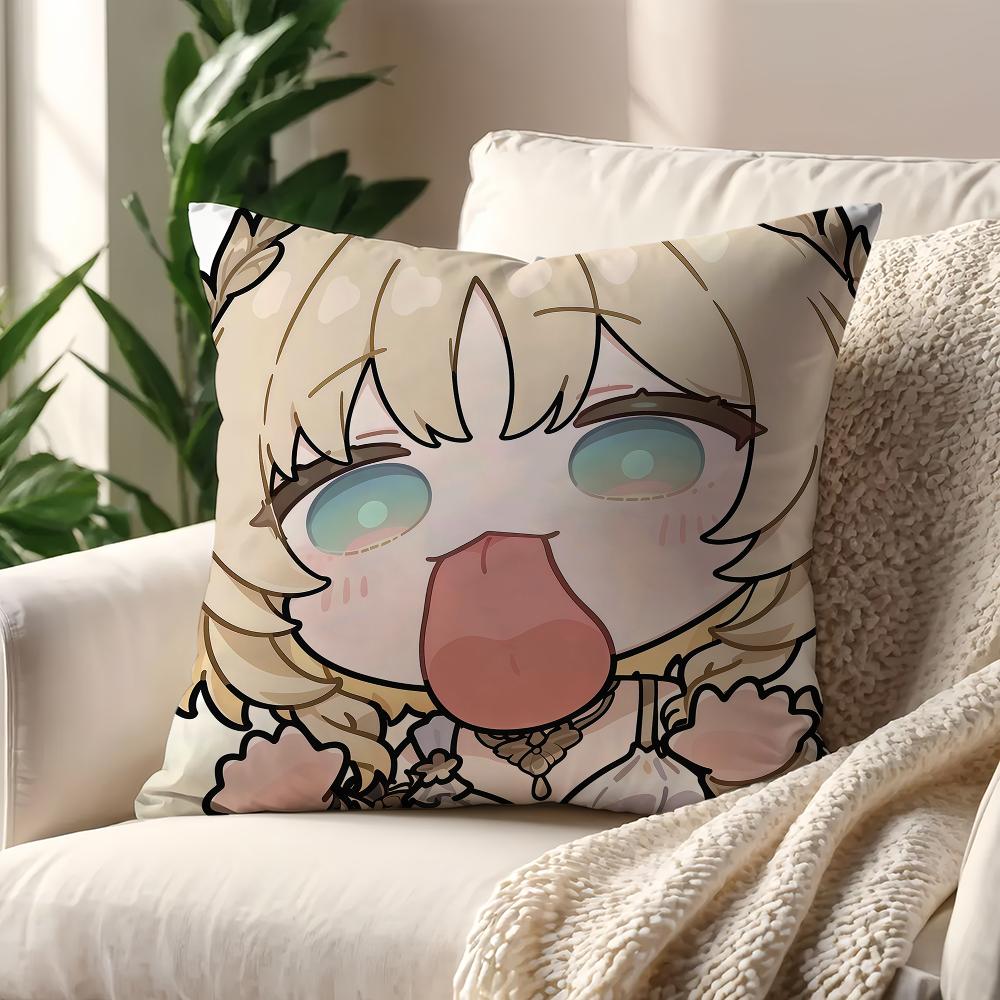 Kawaii Chibi Genshin Impact Characters cushion cover For Pillow Printing Sofa Decoration Home Car Room Office Nordic Simplicity