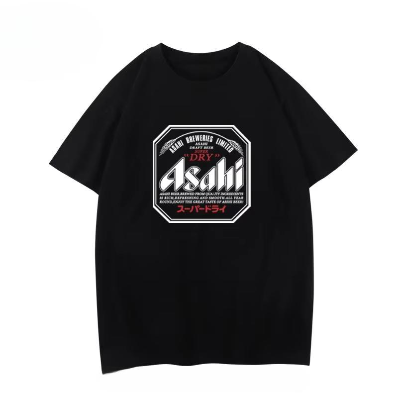 Япония Футболка Asahi Beer Asahi Японское Пиво С коротким рукавом Японская Свободная Летняя Мужская и Женская Парная Хлопок Короткий Рукав Принт