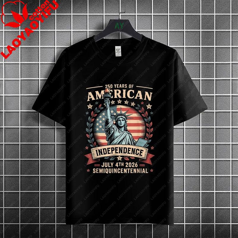 Funny Stars Stripes 250 Years America 250th Graphic Tshirt 100 Cotton Short Sleeve Round Neck Casual All Season Tshirt