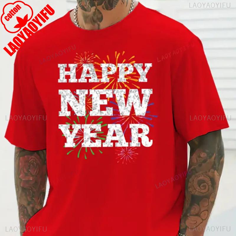 Unisexs 2026 Happy New Year Print TShirt Short Sleeve Casual Funny Outdoors Fashion High Quality Cotton Shortsleev Tee