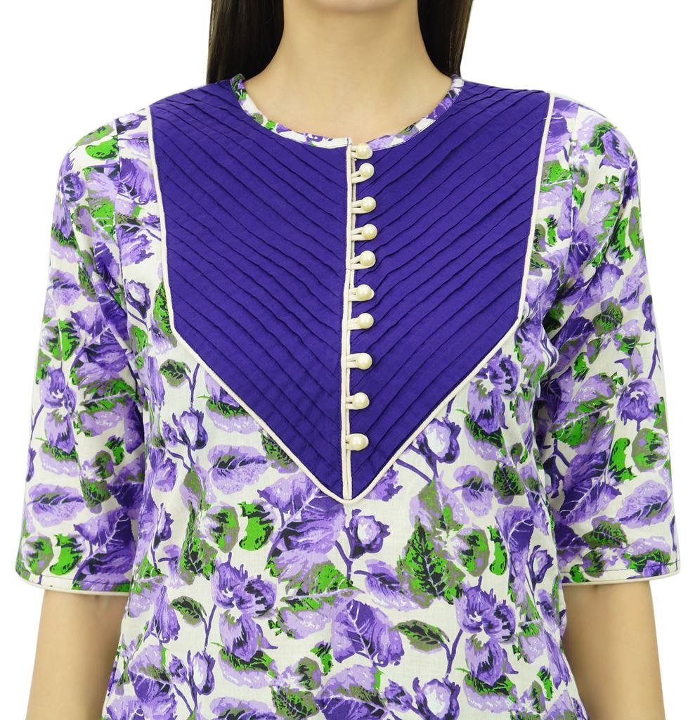 Bimba Ladies Cotton Kurta Floral Kurti Classic Casual Indian Short Tunic
