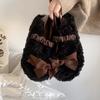 Пушистые туфли на толстой подошве с бабочкой, женские, осенне-зимние, увеличивающие рост, без шнуровки, вельветовые туфли Мэри Джейн, хлопковые