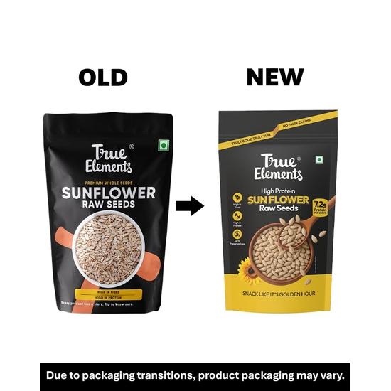 True Elements Sunflower Seeds 500g - Raw Sunflower Seeds for Eating | Diet Food | Healthy Snack | Raw seeds | Weight management