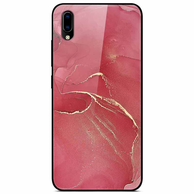 Case Tempered Glass Hard Clear Phone Case For Vivo Y91C Protector Shockproof Marble Fundas Coque