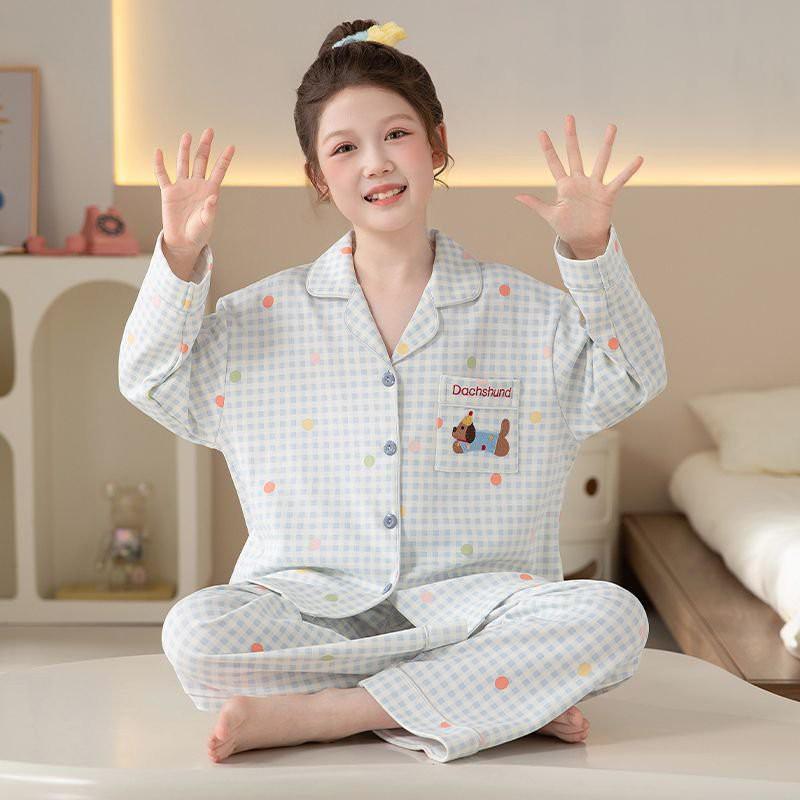 Girls Cotton Pajama Set Long Sleeve Princess Sleepwear Kids 8-14 Years Soft Comfortable Home Outfit