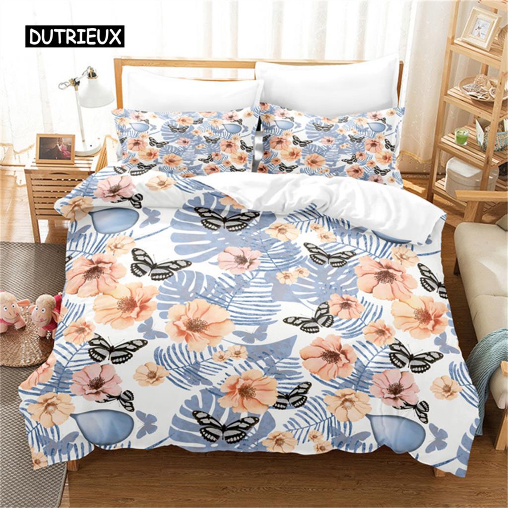 Комплект постельного белья с цветами, тропические растения, европейский винтажный цветок, пододеяльник, спальня, великолепное постельное белье для женщин, девочек, подарочные украшения